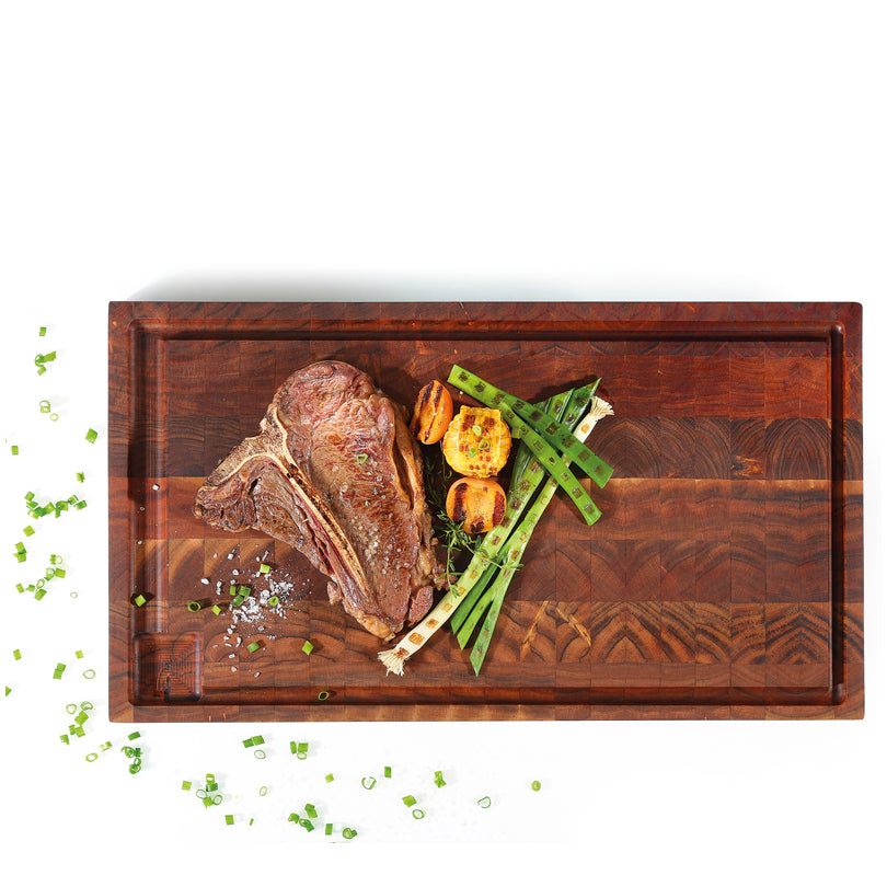 Tagliere rettangolare con scanalatura e struttura mosaico cm 54x30x4