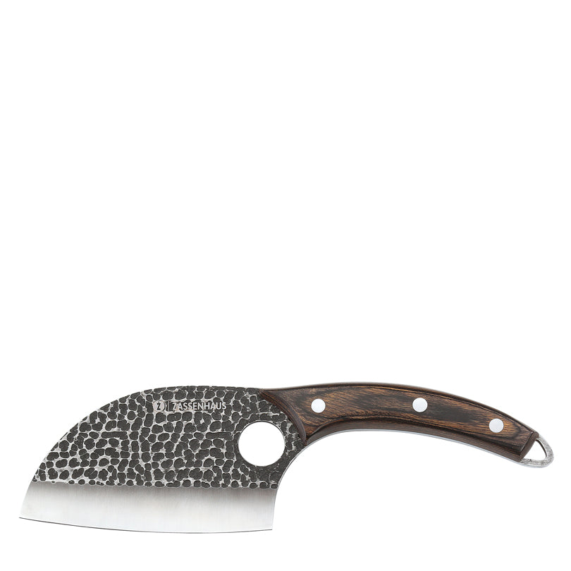 Coltello cuoco "Keeper" con custodia in pelle, dotata di un pratico laccio per fissarla alla cintura cm 12/25