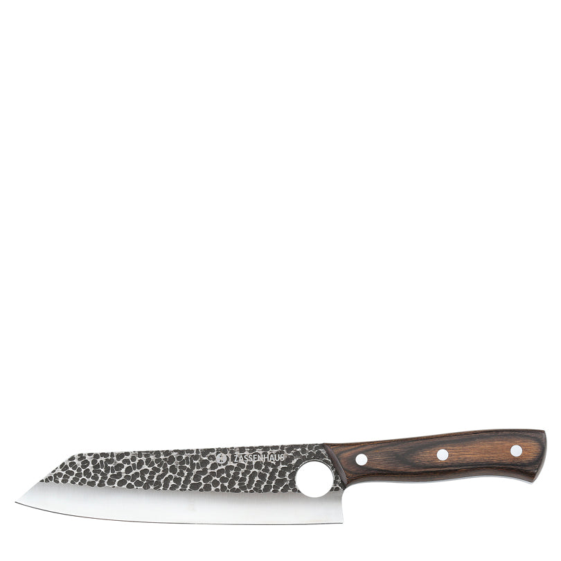 Coltello cuoco "Hunter" con custodia in pelle, dotata di un pratico laccio per fissarla alla cintura cm 19/31
