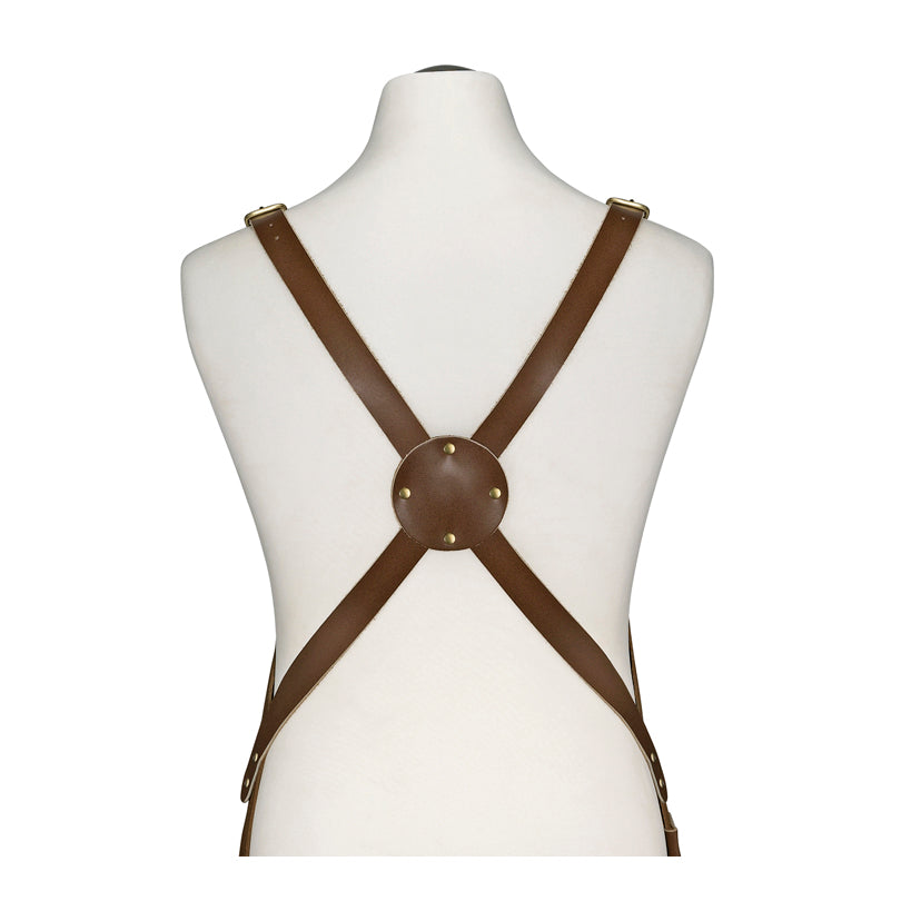 Grembiule BBQ in pelle "Texas" con tracolla cross body regolabile cm 56x78