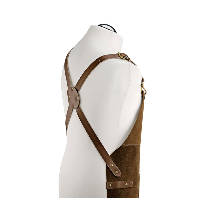 Grembiule BBQ in pelle "Texas" con tracolla cross body regolabile cm 56x78