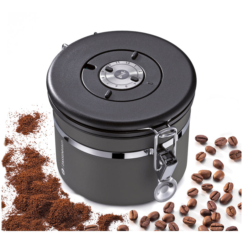 Barattolo salvafreschezza tondo "Aroma", con indicazione della data regolabile g 250/cm Ø13x10