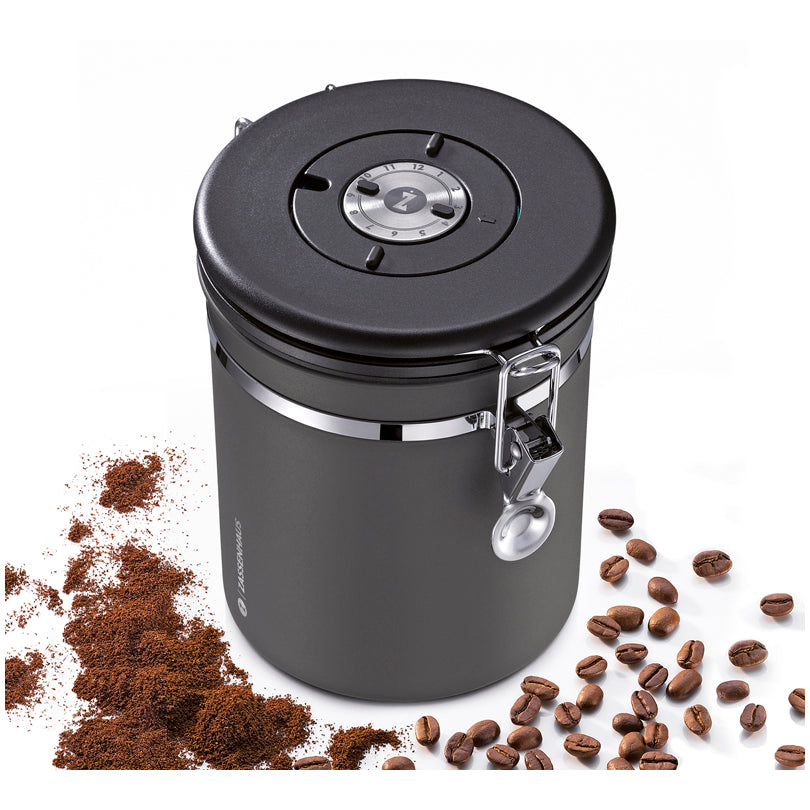 Barattolo salvafreschezza tondo "Aroma", con indicazione della data regolabile g 500/cm Ø13x15