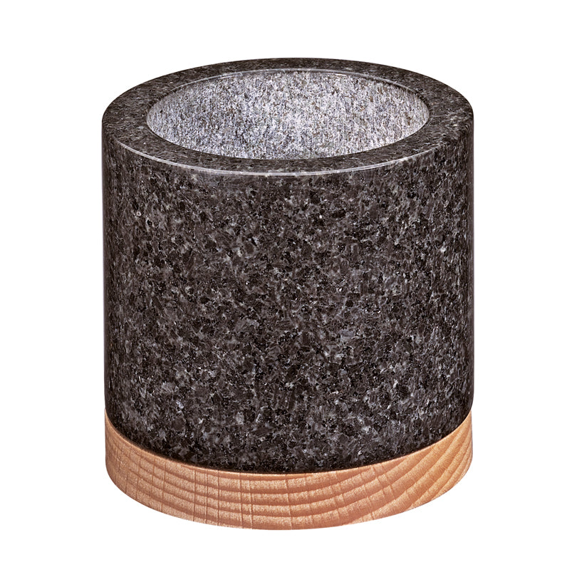 Mortaio "Merkur", con pestello e base d'appoggio in legno faggio cm Ø10x9,5