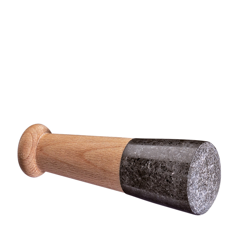 Mortaio "Merkur", con pestello e base d'appoggio in legno faggio cm Ø10x9,5