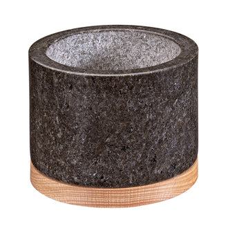 Mortaio "Saturn", con pestello e base d'appoggio in legno di faggio cm Ø14x10,5