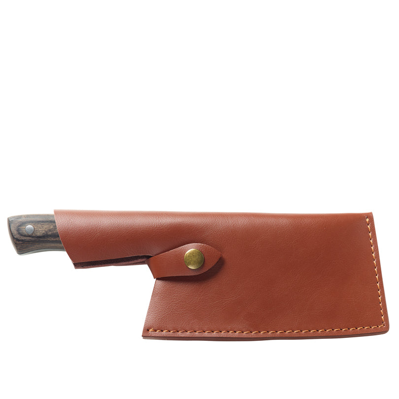 Coltello cuoco "Cleaver" con custodia in pelle, dotata di un pratico laccio per fissarla alla cintura cm 17/28,5