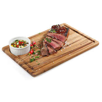 Tagliere da portata con scanalatura e cavità tonda cm 36x23x1,5