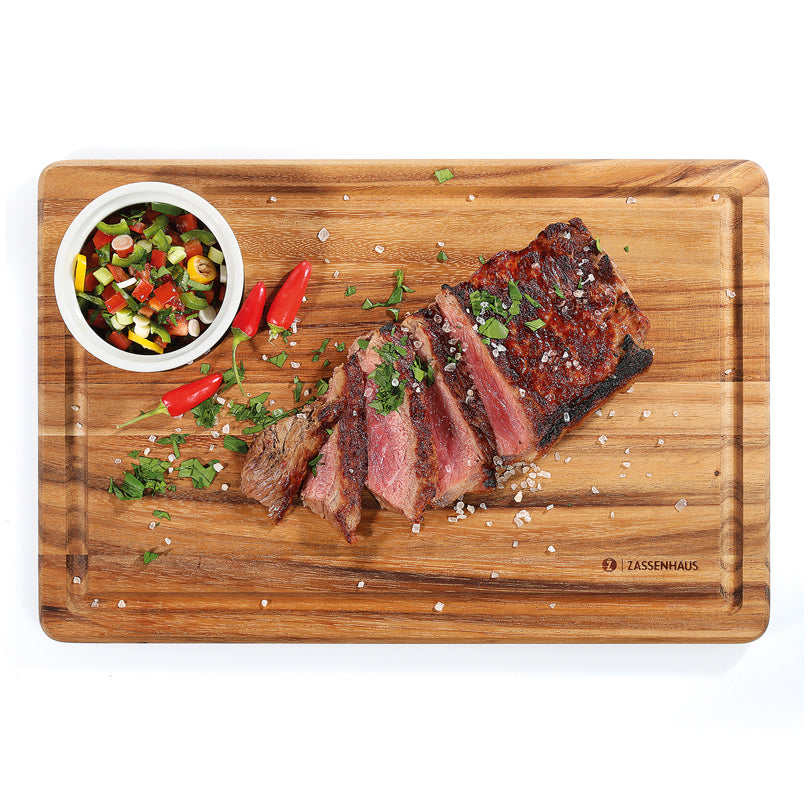 Tagliere da portata con scanalatura e cavità tonda cm 36x23x1,5