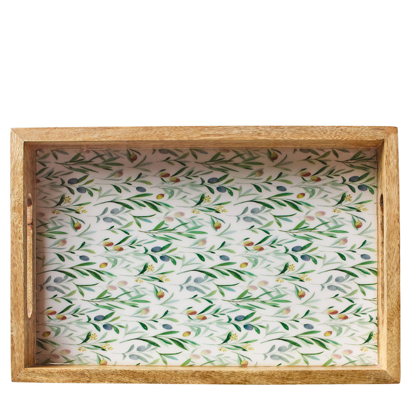 Vassoio per servire rettangolare "Olive" con due manici cm 30,5x20x5,5