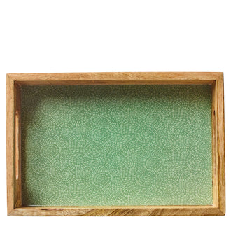 Vassoio per servire rettangolare "Brush Green" con due manici cm 30,5x20x5,5