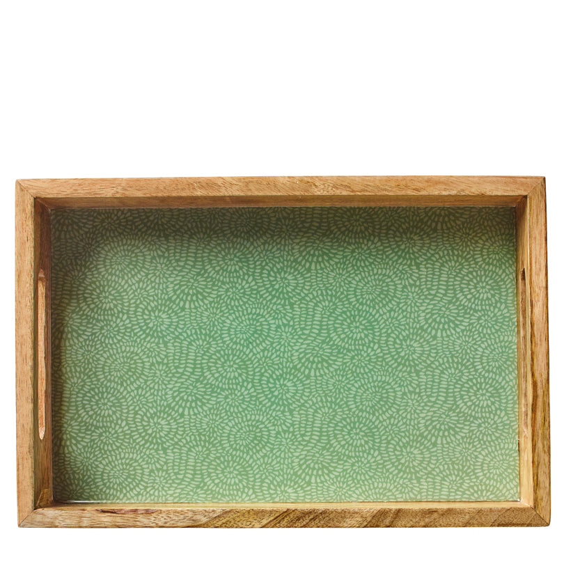 Vassoio per servire rettangolare "Brush Green" con due manici cm 30,5x20x5,5