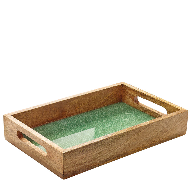 Vassoio per servire rettangolare "Brush Green" con due manici cm 30,5x20x5,5