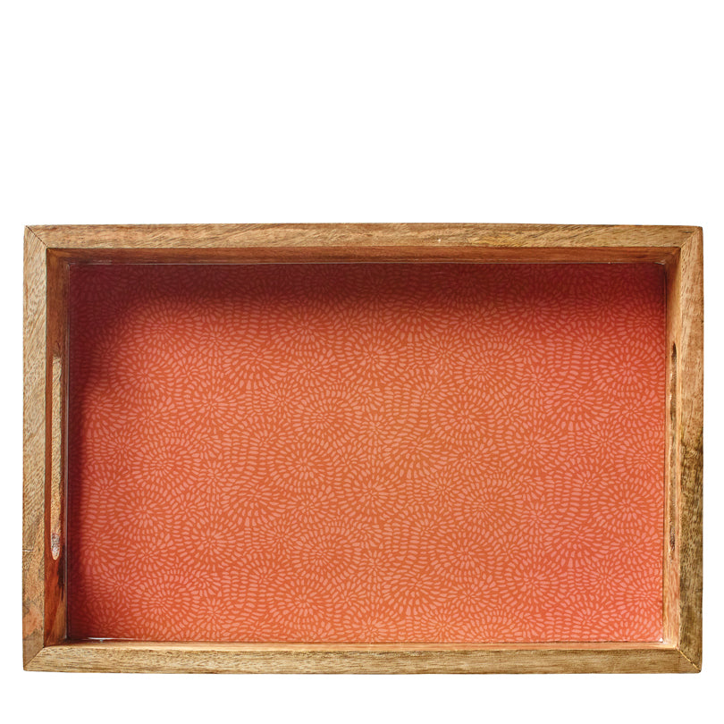 Vassoio per servire rettangolare "Brush Coral" con due manici cm 30,5x20x5,5