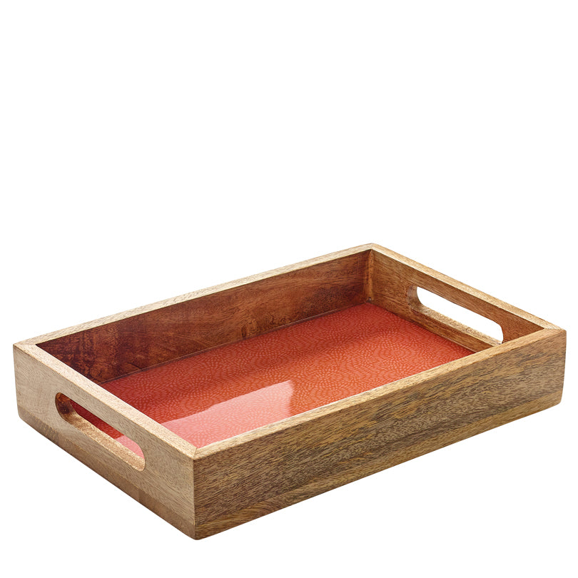 Vassoio per servire rettangolare "Brush Coral" con due manici cm 30,5x20x5,5