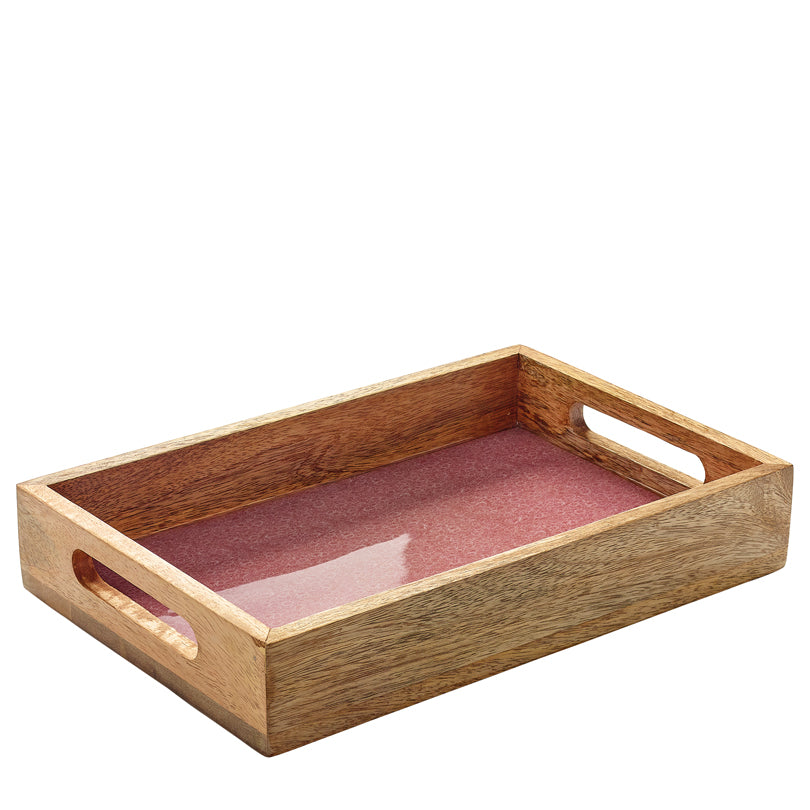 Vassoio per servire rettangolare "Mineral Rose"  con due manici cm 30,5x20x5,5
