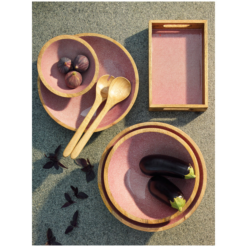 Vassoio per servire rettangolare "Mineral Rose"  con due manici cm 30,5x20x5,5