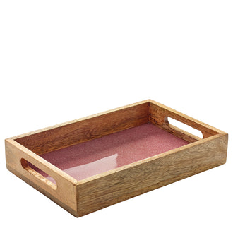 Vassoio per servire rettangolare "Mineral Rose"  con due manici cm 30,5x20x5,5