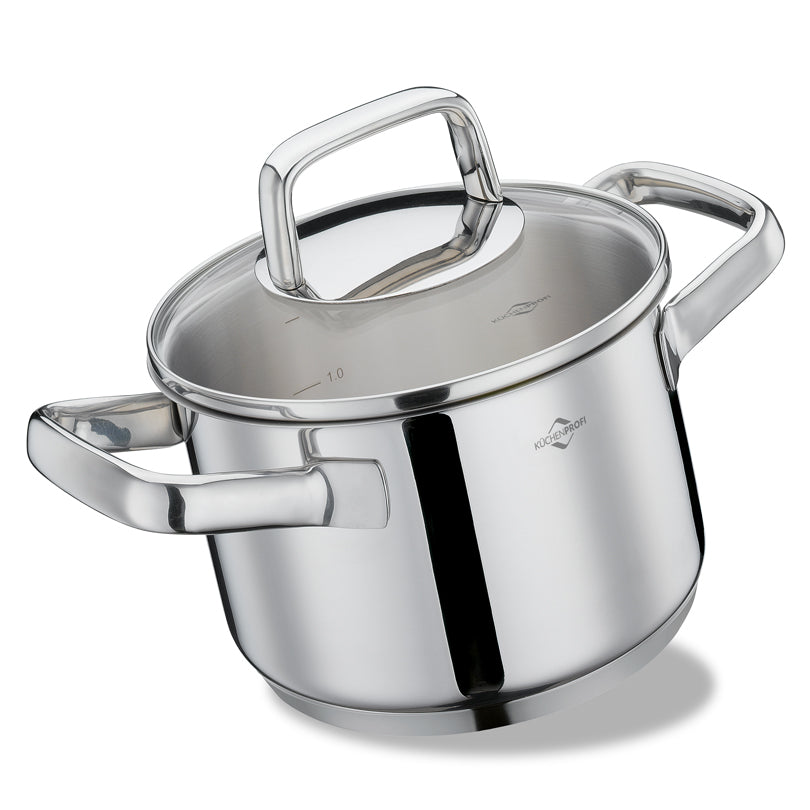 Casseruola alta con coperchio in vetro "Pisa" cm Ø16x10,5/l 2