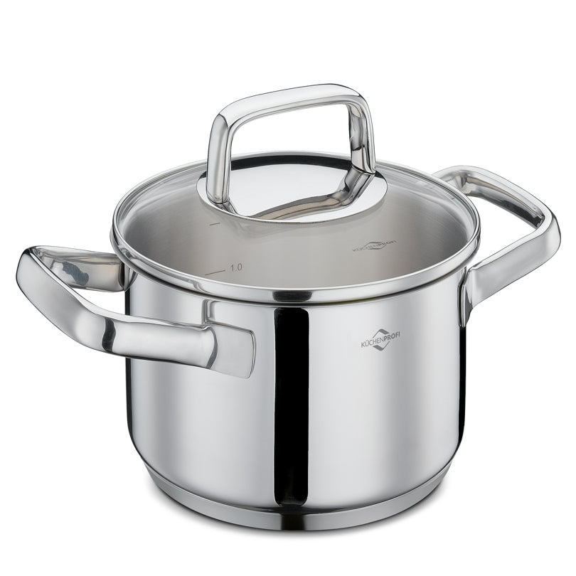 Casseruola alta con coperchio in vetro "Pisa" cm Ø16x10,5/l 2