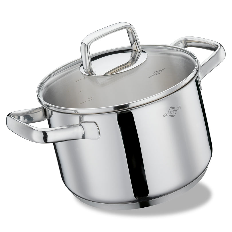 Casseruola alta con coperchio in vetro "Pisa" cm Ø20x12,5/l 3,7