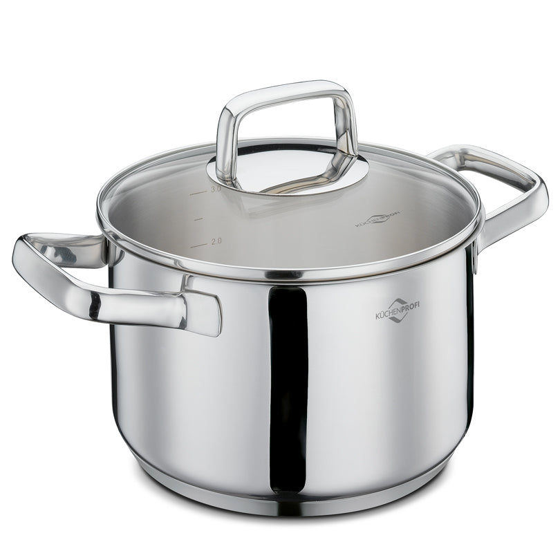 Casseruola alta con coperchio in vetro "Pisa" cm Ø20x12,5/l 3,7