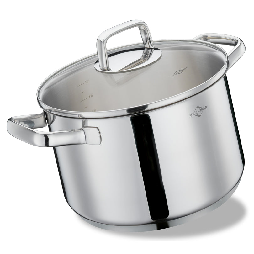 Casseruola alta con coperchio in vetro "Pisa" cm Ø24x14,5/l 6,3