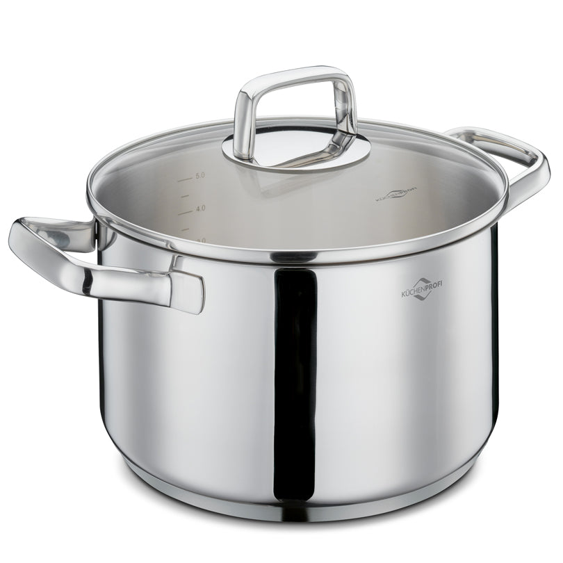 Casseruola alta con coperchio in vetro "Pisa" cm Ø24x14,5/l 6,3