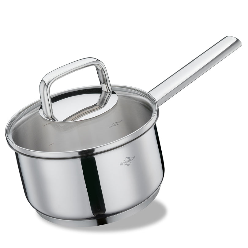 Casseruola con manico e coperchio in vetro "Pisa" cm Ø16x8/l 1,5