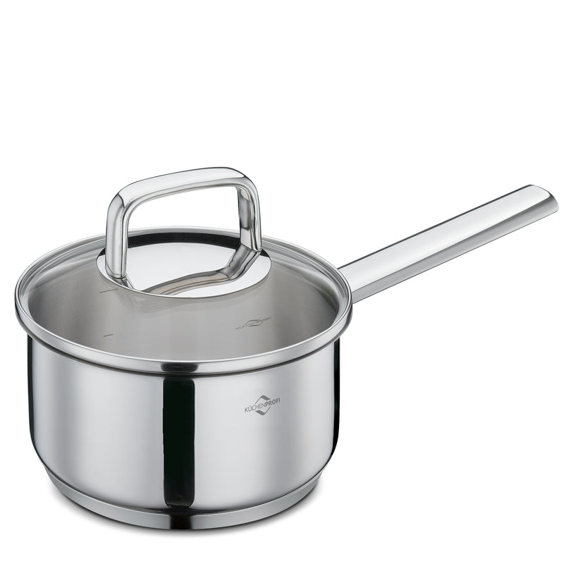 Casseruola con manico e coperchio in vetro "Pisa" cm Ø16x8/l 1,5