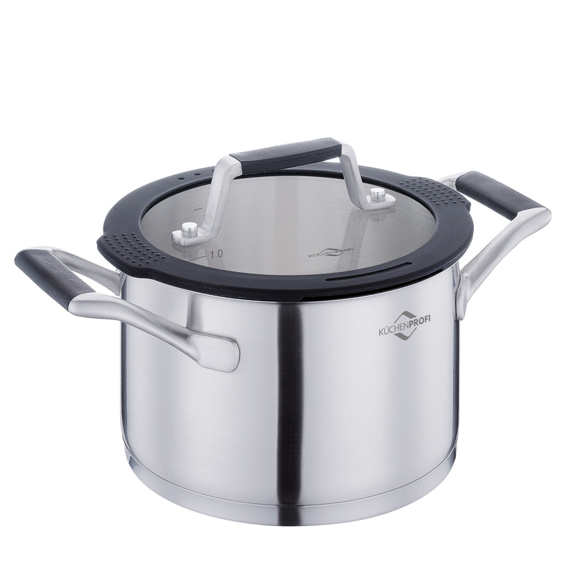 Casseruola alta con coperchio in vetro "Como" cm Ø16x10,5/l 2