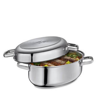 Casseruola ovale "Pisa" con coperchio in acciaio inox l 8,6/cm 38x25x19
