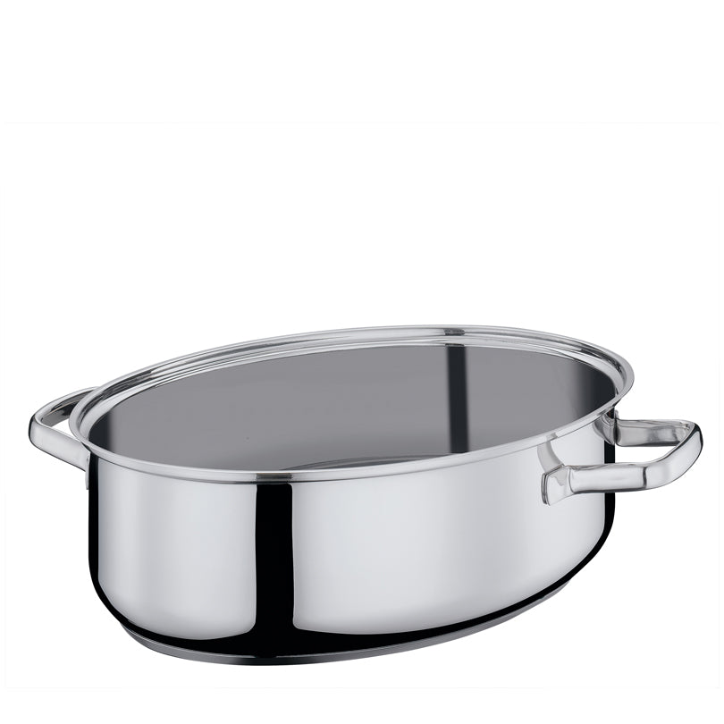 Casseruola ovale "Pisa" con coperchio in acciaio inox l 8,6/cm 38x25x19