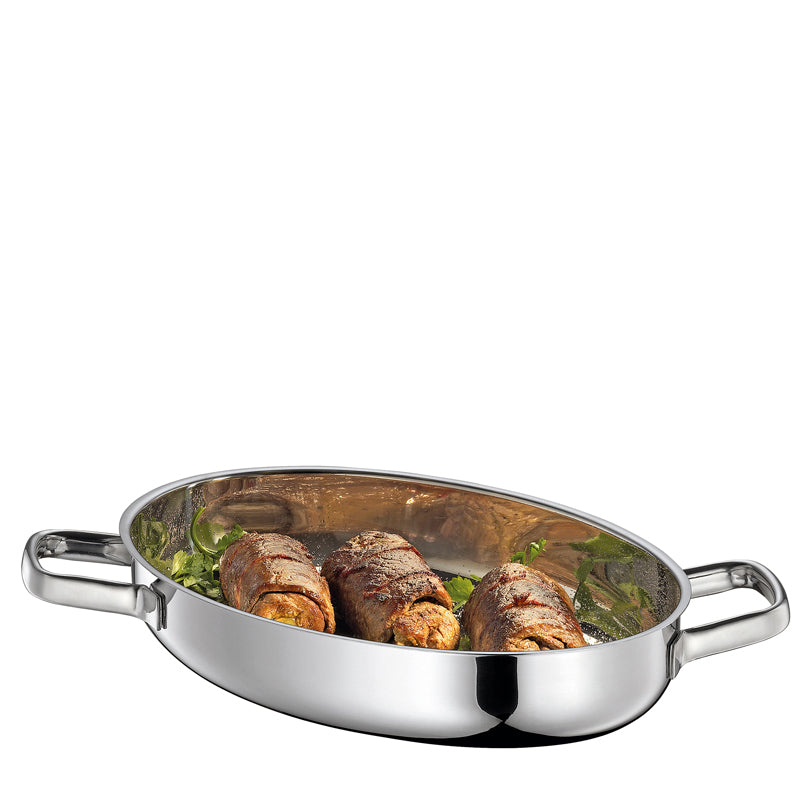 Casseruola ovale "Pisa" con coperchio in acciaio inox l 8,6/cm 38x25x19