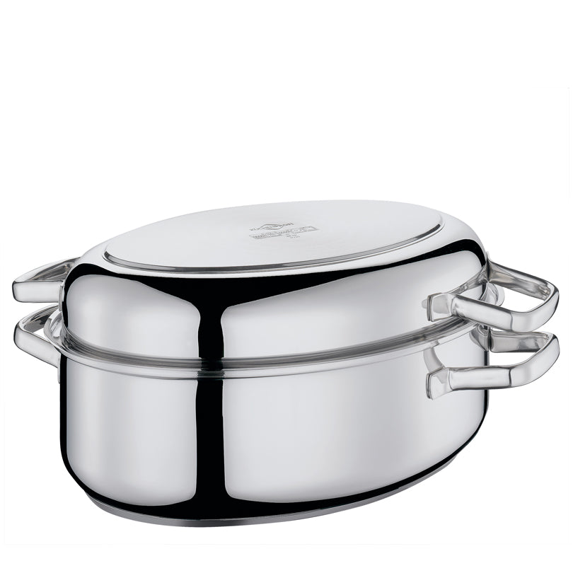 Casseruola ovale "Pisa" con coperchio in acciaio inox l 8,6/cm 38x25x19