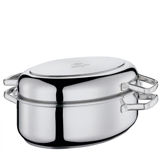 Casseruola ovale "Pisa" con coperchio in acciaio inox l 8,6/cm 38x25x19
