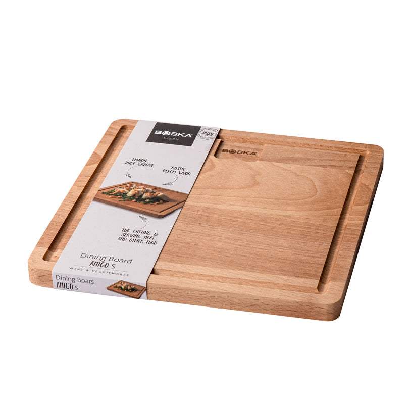 Tagliere da portata quadrato con scanalatura "Amigo" cm 23x23x1,5