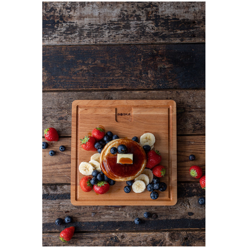 Tagliere da portata quadrato con scanalatura "Amigo" cm 23x23x1,5