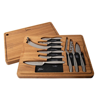 Set professionale formaggio tagliere + 9 coltelli "Monaco+" cm 35,8x13x5,5