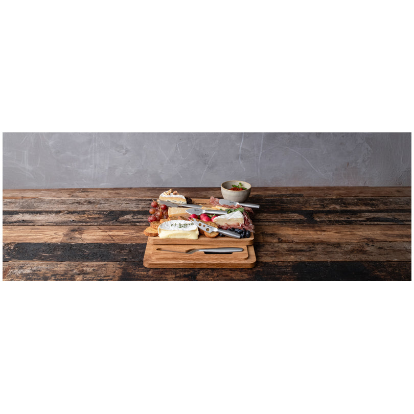 Tagliere doppio con 5 coltelli formaggioi "Copenhagen" cm 29x29x3