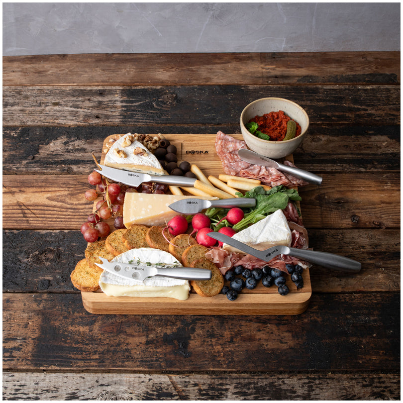 Tagliere doppio con 5 coltelli formaggioi "Copenhagen" cm 29x29x3