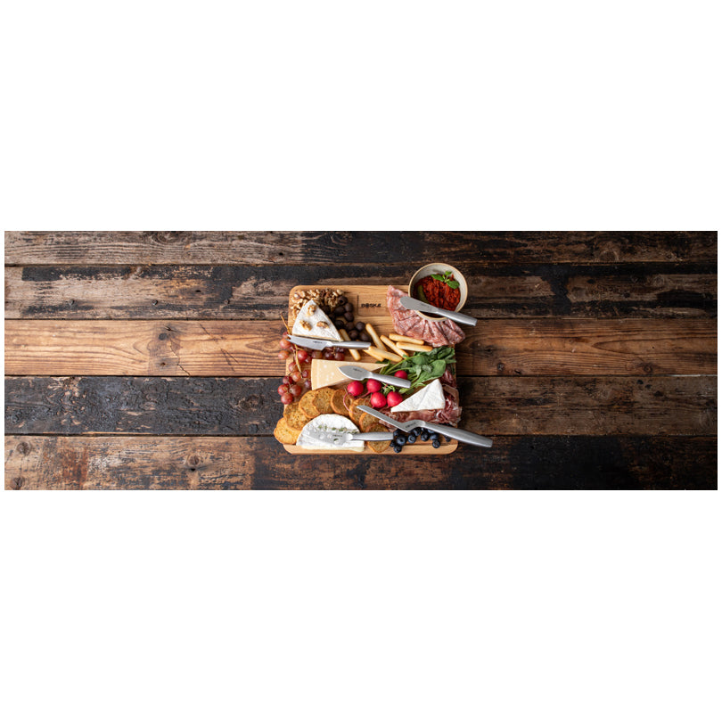 Tagliere doppio con 5 coltelli formaggioi "Copenhagen" cm 29x29x3