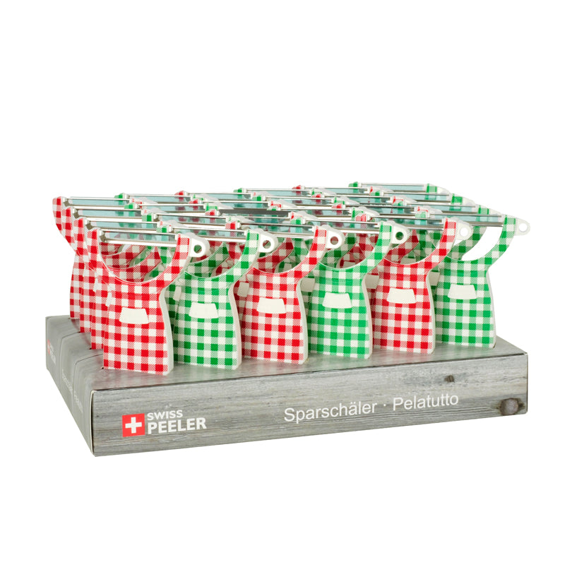 Pelatutto "Swiss Peeler - Gingham Squares", in display assortito da 24 pezzi cm 12x7x1,5