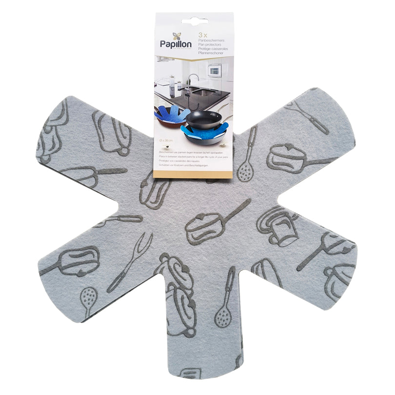 Feltro salvapadella "Pots & Pans", confezione da 3 pezzi cm Ø38