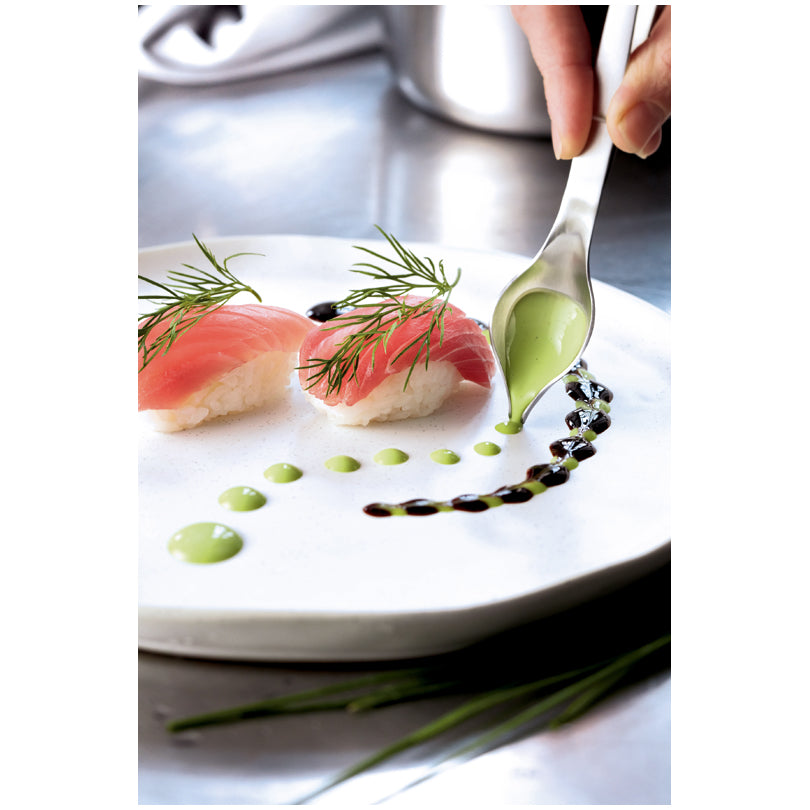 Cucchiaio decorazione piatti con pinza integrata cm 20