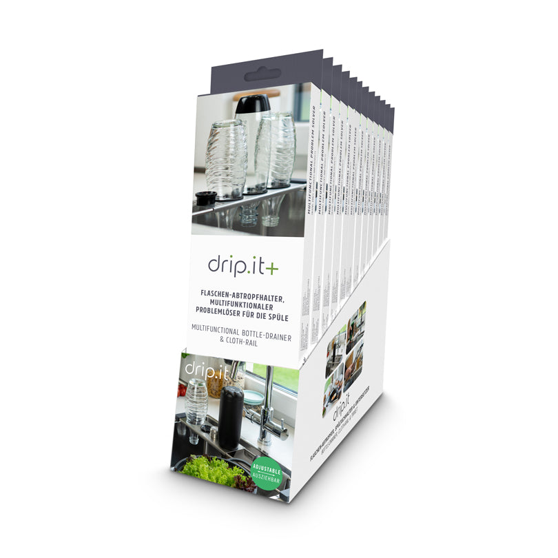 Supporto scolabottigile allungabile "Drip.it+", in display da 12 pezzi cm 10,5x37,5-56,5