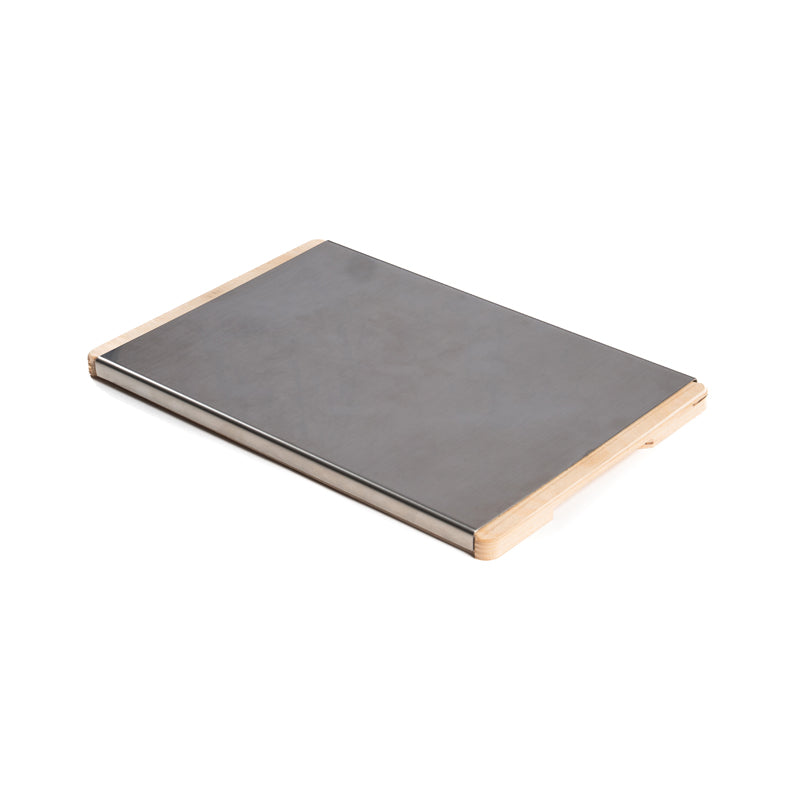Tagliere rettangolare "Stainless steel 18/10" con base in multistrato di betulla cm 30x20x1,2