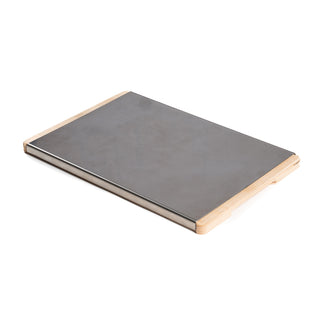 Tagliere rettangolare "Stainless steel 18/10" con base in multistrato di betulla cm 35x25x1,2