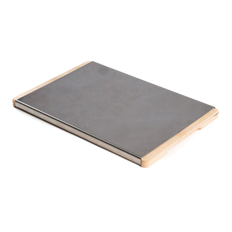 Tagliere rettangolare "Stainless steel 18/10" con base in multistrato di betulla cm 40x28x1,2