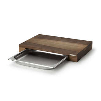 Tagliere multifunzionale con 1 cassetto in acciaio inox L cm 48x32,5x6